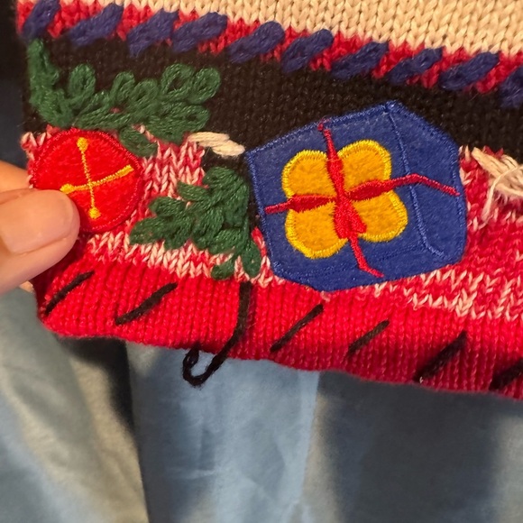 Vintage 90’s Designers Originals Studio Christmas Sweater Cardigan Ugly Medium - Picture 9 of 12